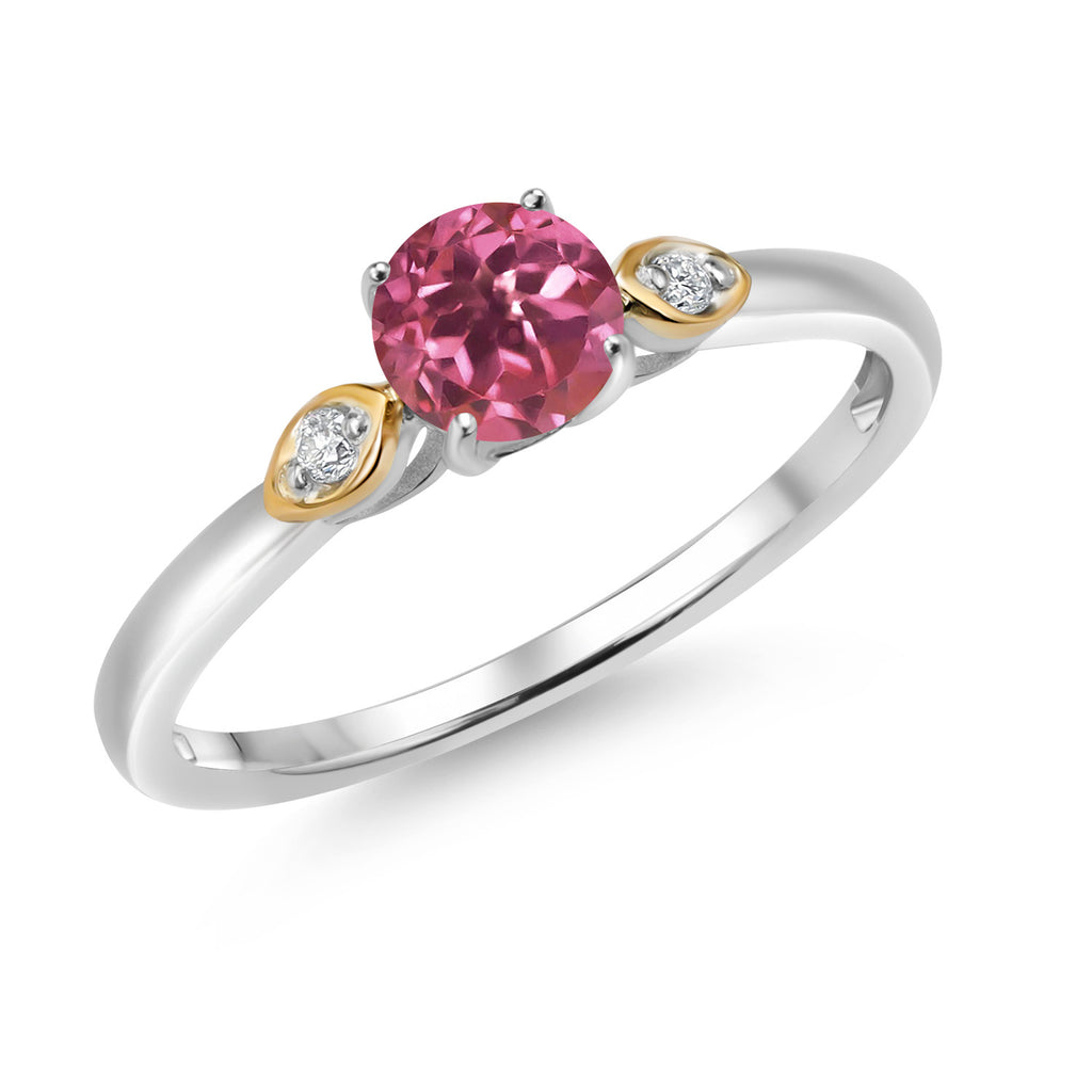 Pink Tourmaline - October_5_Ring in 925 Sterling Silver and 10K Yellow Gold