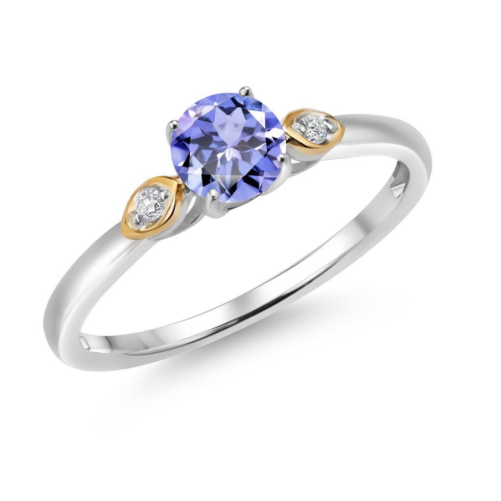 Blue Tanzanite - December_6_Ring in 925 Sterling Silver and 10K Yellow Gold