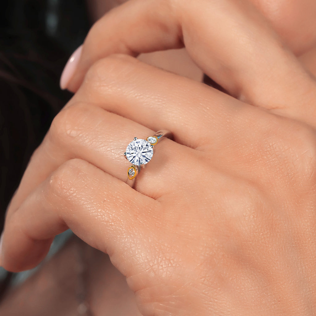 Ring in 925 Sterling Silver and 10K Yellow Gold