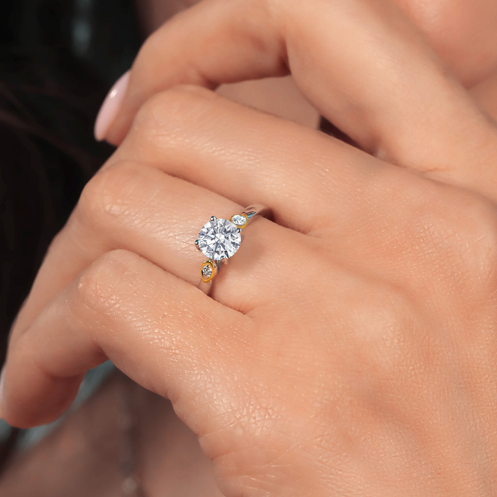 Ring in 925 Sterling Silver and 10K Yellow Gold