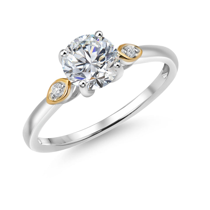 1.03 Cttw IGI Certified Lab Grown Diamond in 925 Silver and 10K Yellow Gold Engagement Ring for Women | Round Shape | E-F Color | VS1 Clarity | Available In Size 5, 6, 7, 8, 9