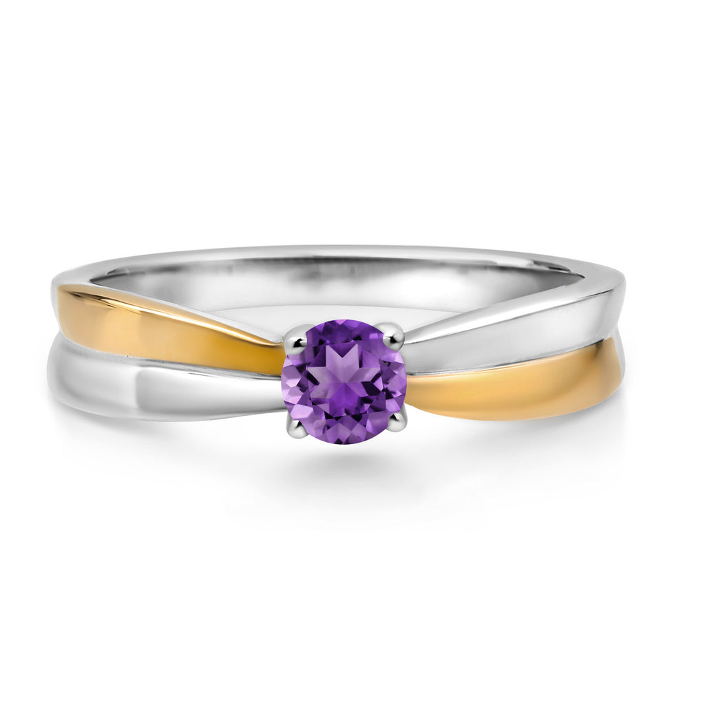 Amethyst - February_5_Ring in 925 Sterling Silver and 10K Yellow Gold
