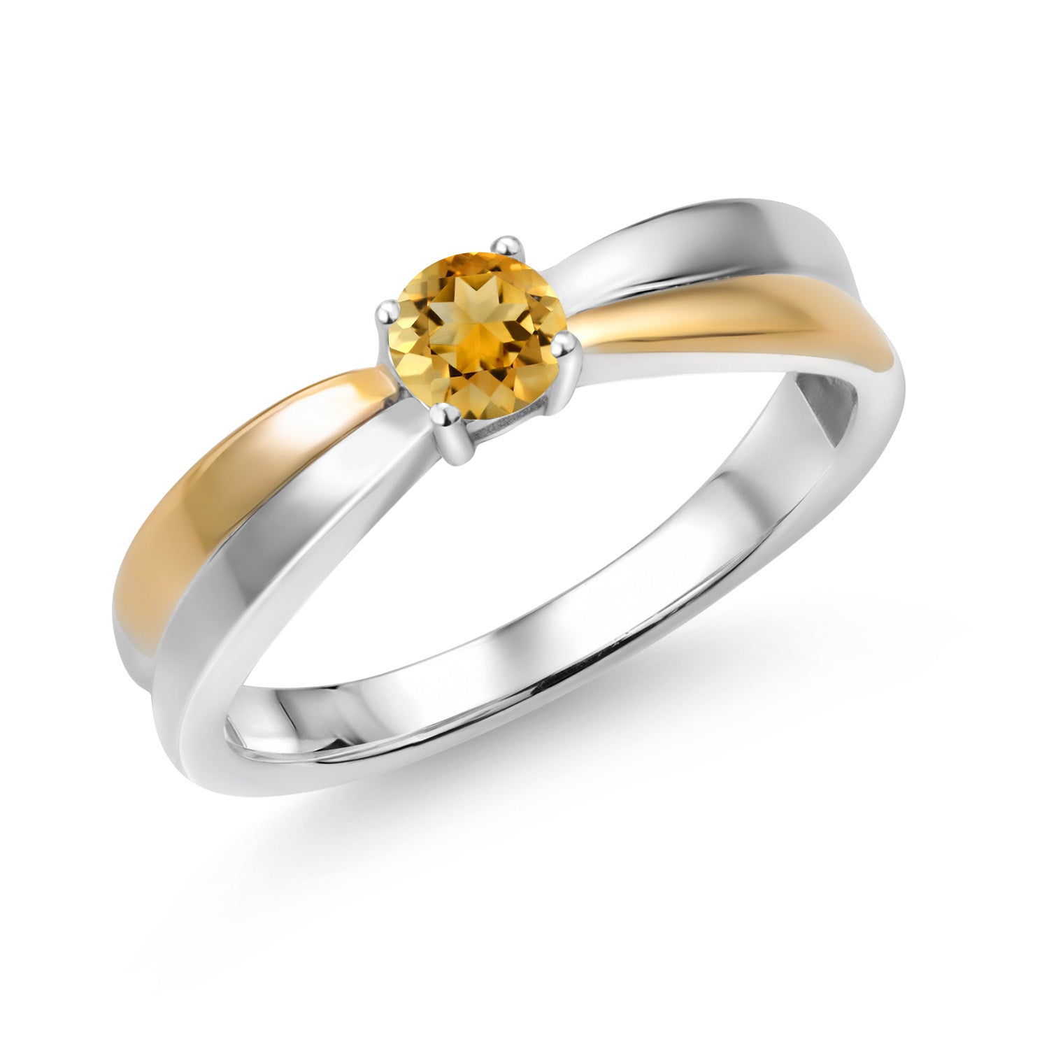 Citrine - November_8_Ring in 925 Sterling Silver and 10K Yellow Gold