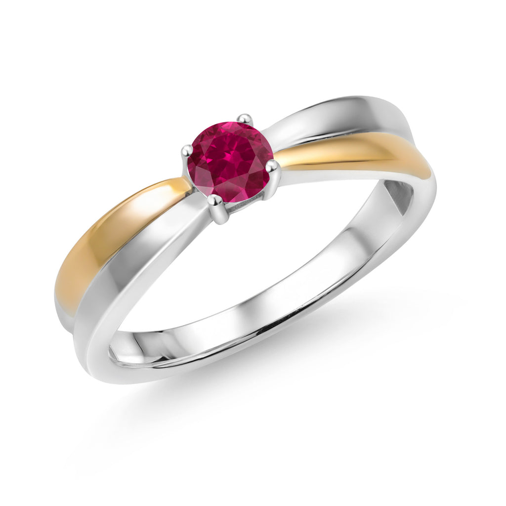 Created Ruby - July_6_Ring in 925 Sterling Silver and 10K Yellow Gold
