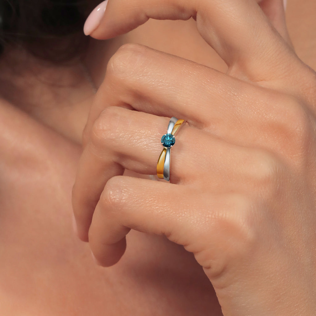 Ring in 925 Sterling Silver and 10K Yellow Gold