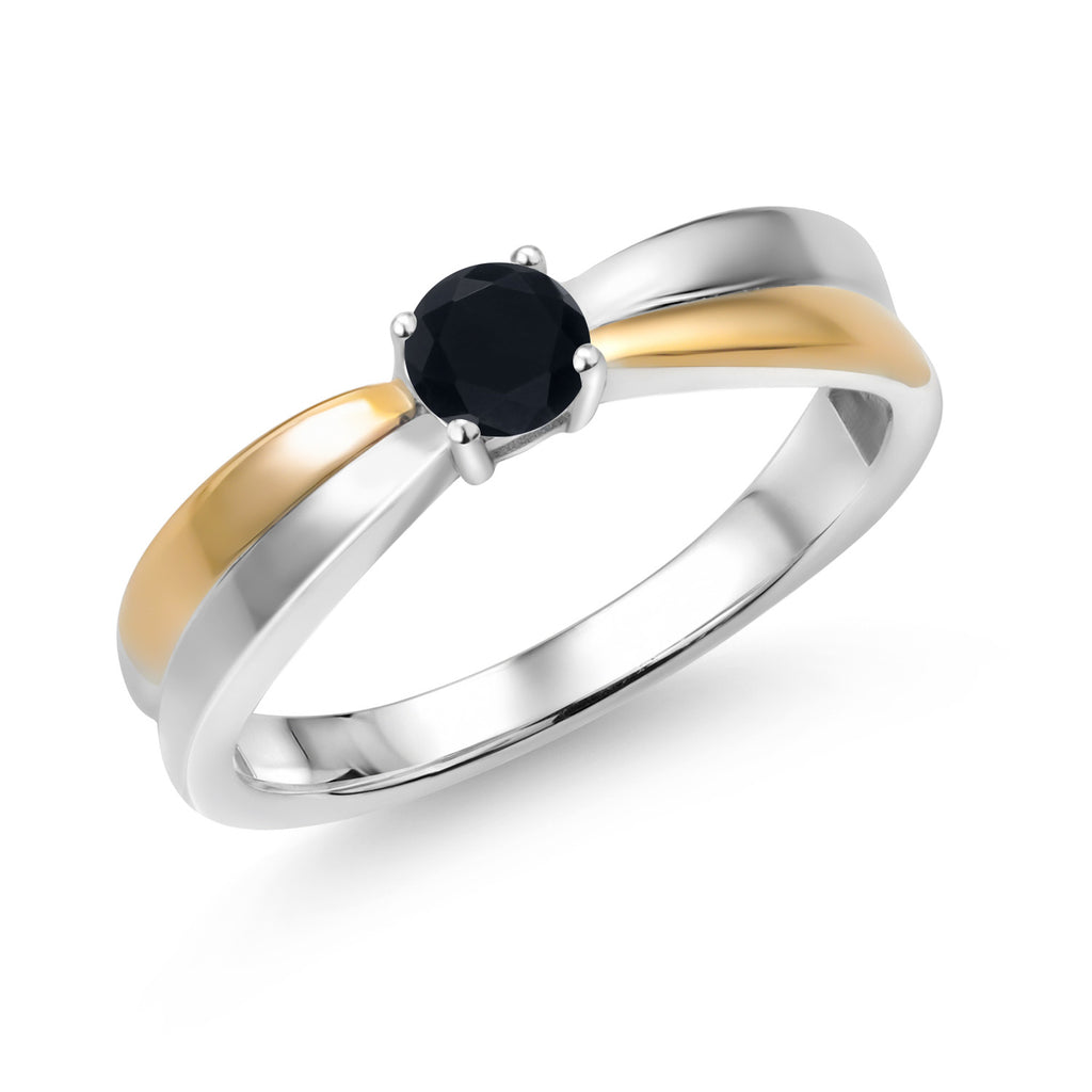 Onyx - December_8_Ring in 925 Sterling Silver and 10K Yellow Gold