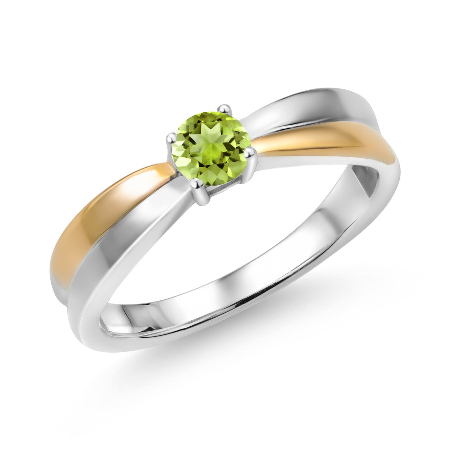 Peridot - August_9_Ring in 925 Sterling Silver and 10K Yellow Gold