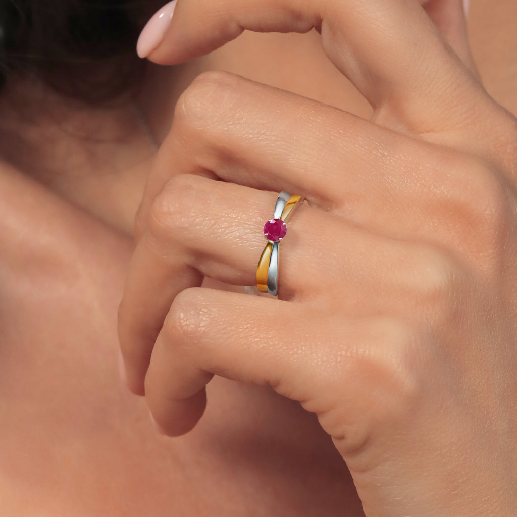 Ring in 925 Sterling Silver and 10K Yellow Gold