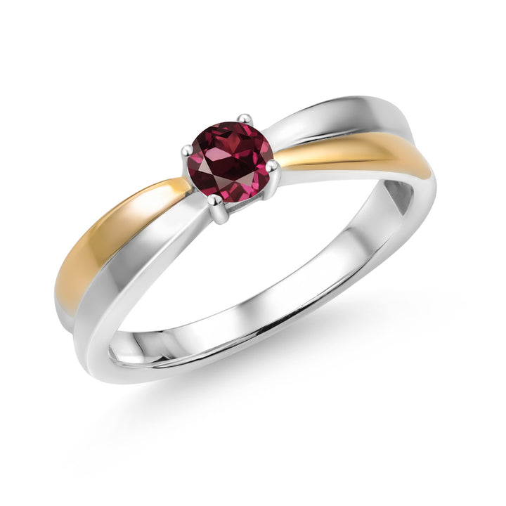 Rhodolite Garnet_5_Ring in 925 Sterling Silver and 10K Yellow Gold