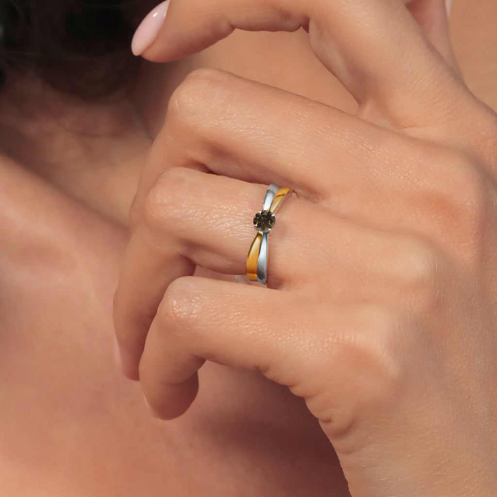 Ring in 925 Sterling Silver and 10K Yellow Gold