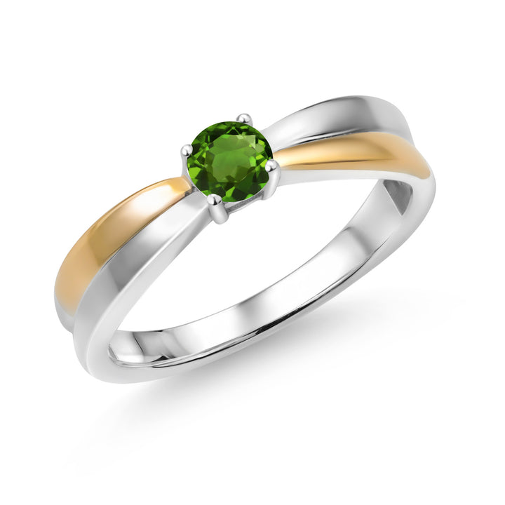 Green Tourmaline - October_5_Ring in 925 Sterling Silver and 10K Yellow Gold