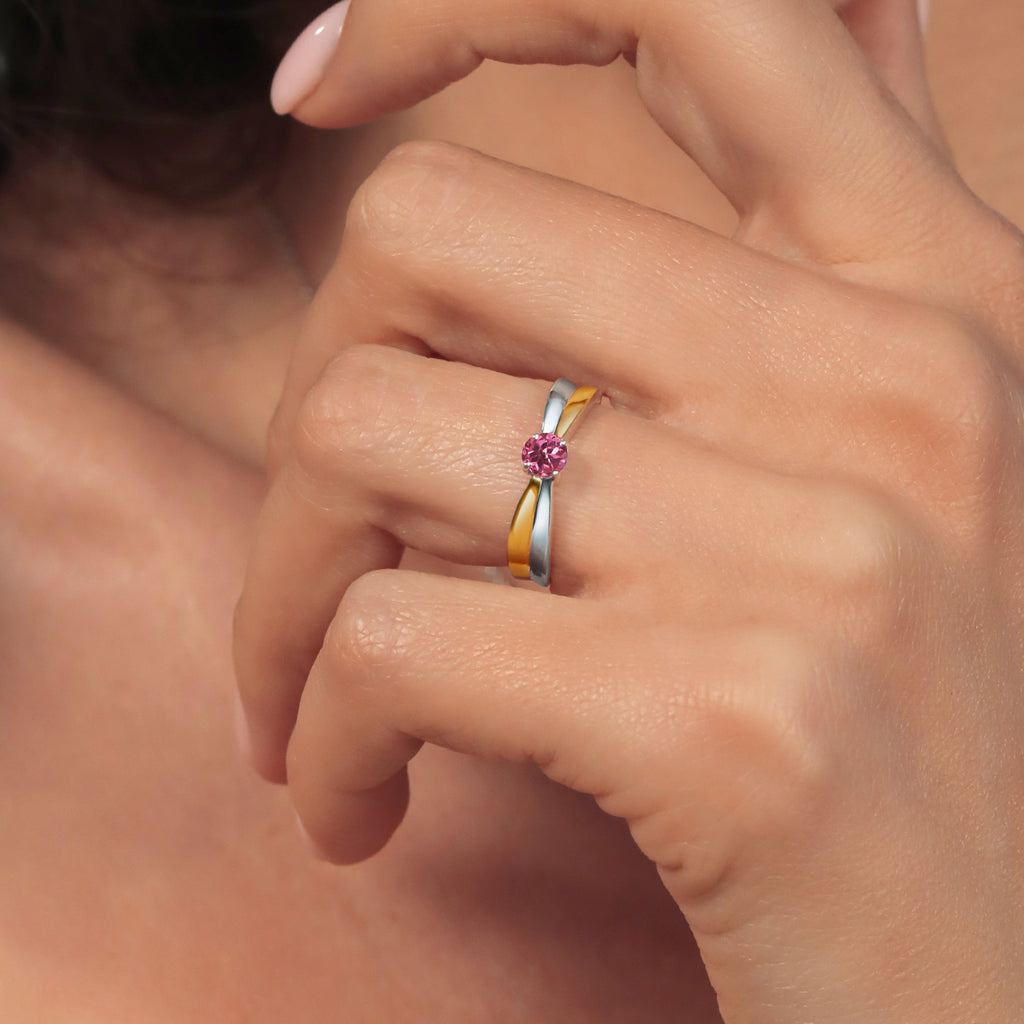 Ring in 925 Sterling Silver and 10K Yellow Gold