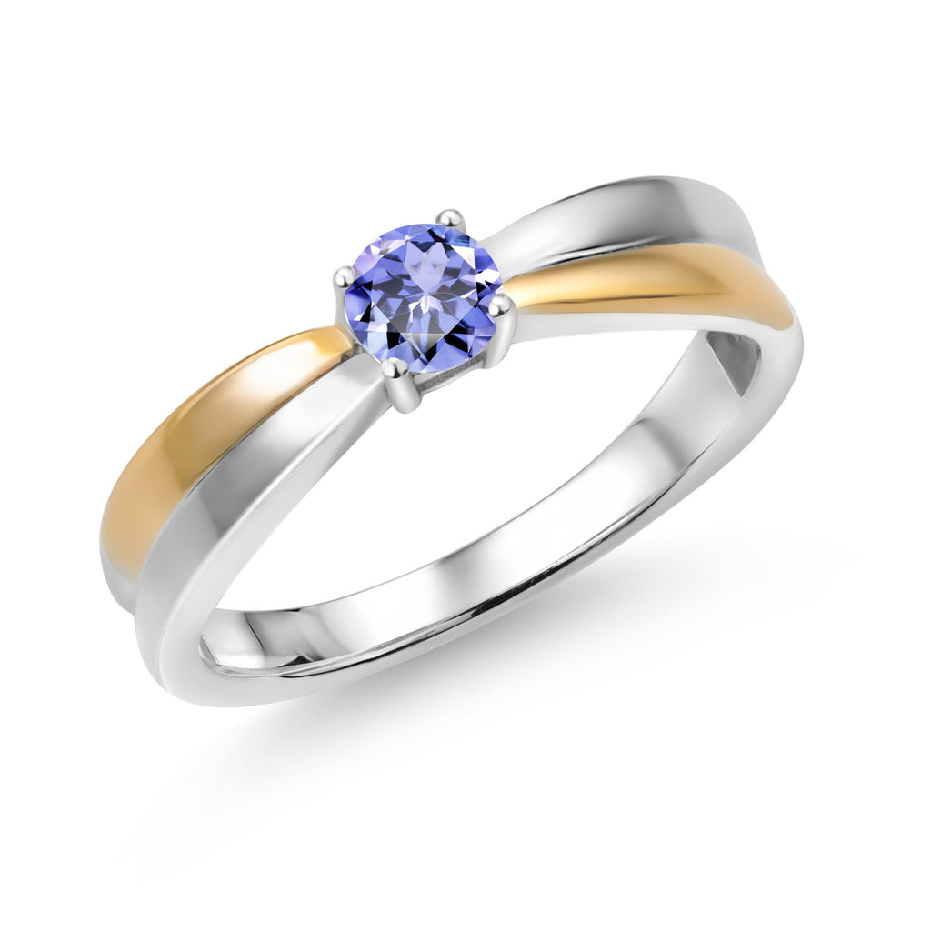 Tanzanite - December_8_Ring in 925 Sterling Silver and 10K Yellow Gold