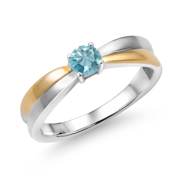 Zircon_5_Ring in 925 Sterling Silver and 10K Yellow Gold