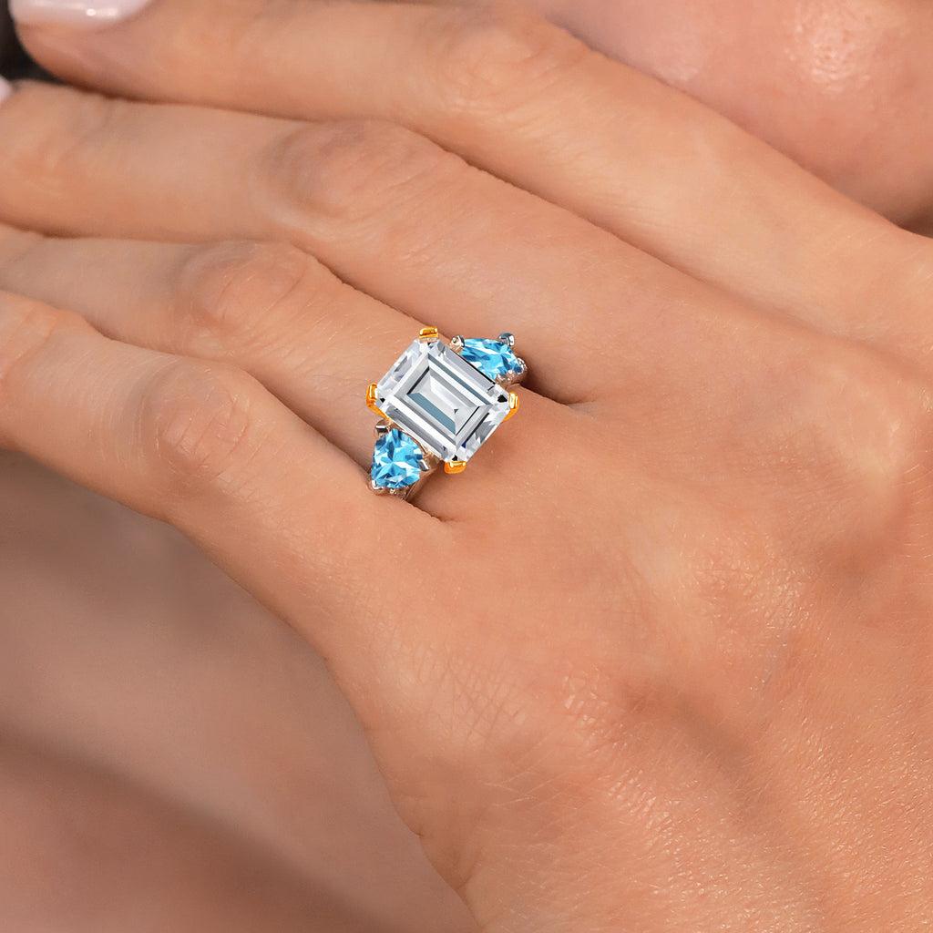 Ring in 925 Sterling Silver and 10K Yellow Gold