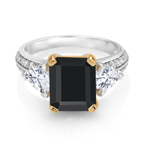Ring in 925 Sterling Silver and 10K Yellow Gold
