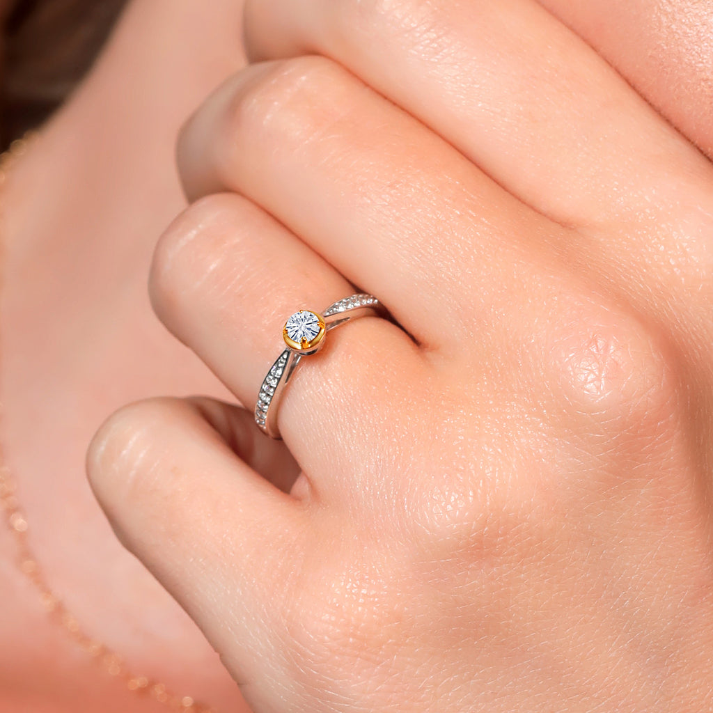 Ring in 925 Sterling Silver and 10K Yellow Gold