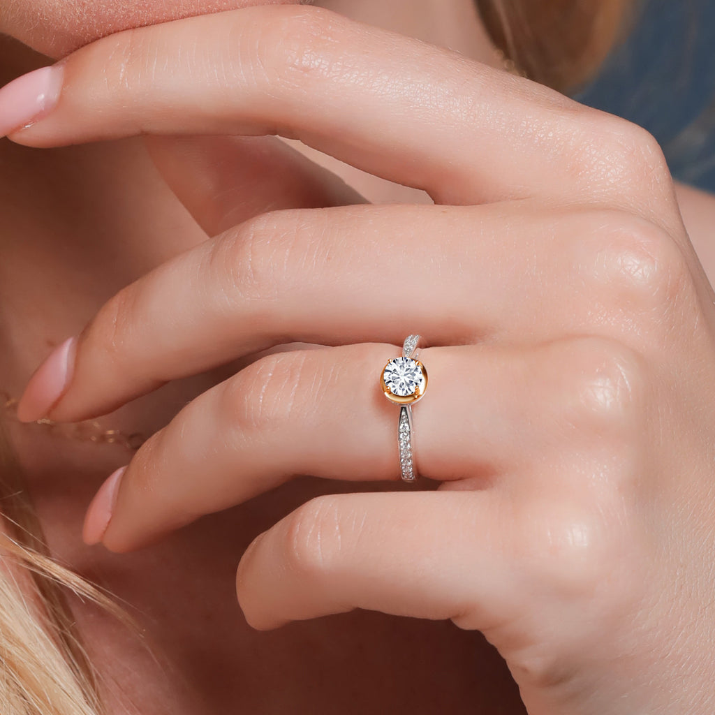 Ring in 925 Sterling Silver and 10K Yellow Gold