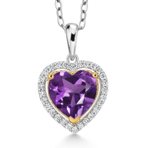 Amethyst - February_Pendant in 925 Sterling Silver and 10K Yellow Gold