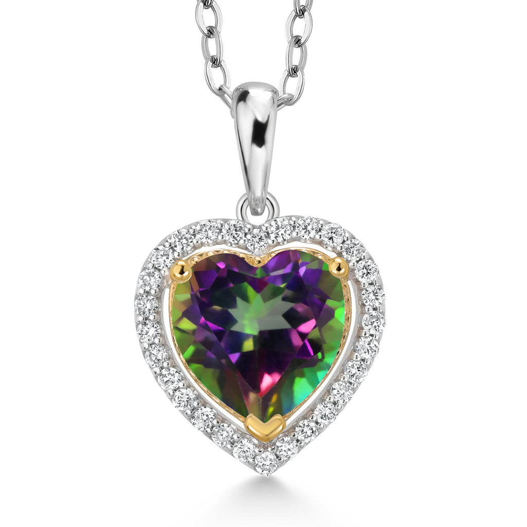 Green Mystic Topaz_Pendant in 925 Sterling Silver and 10K Yellow Gold
