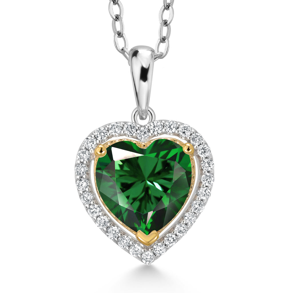 Nano Emerald - May_Pendant in 925 Sterling Silver and 10K Yellow Gold