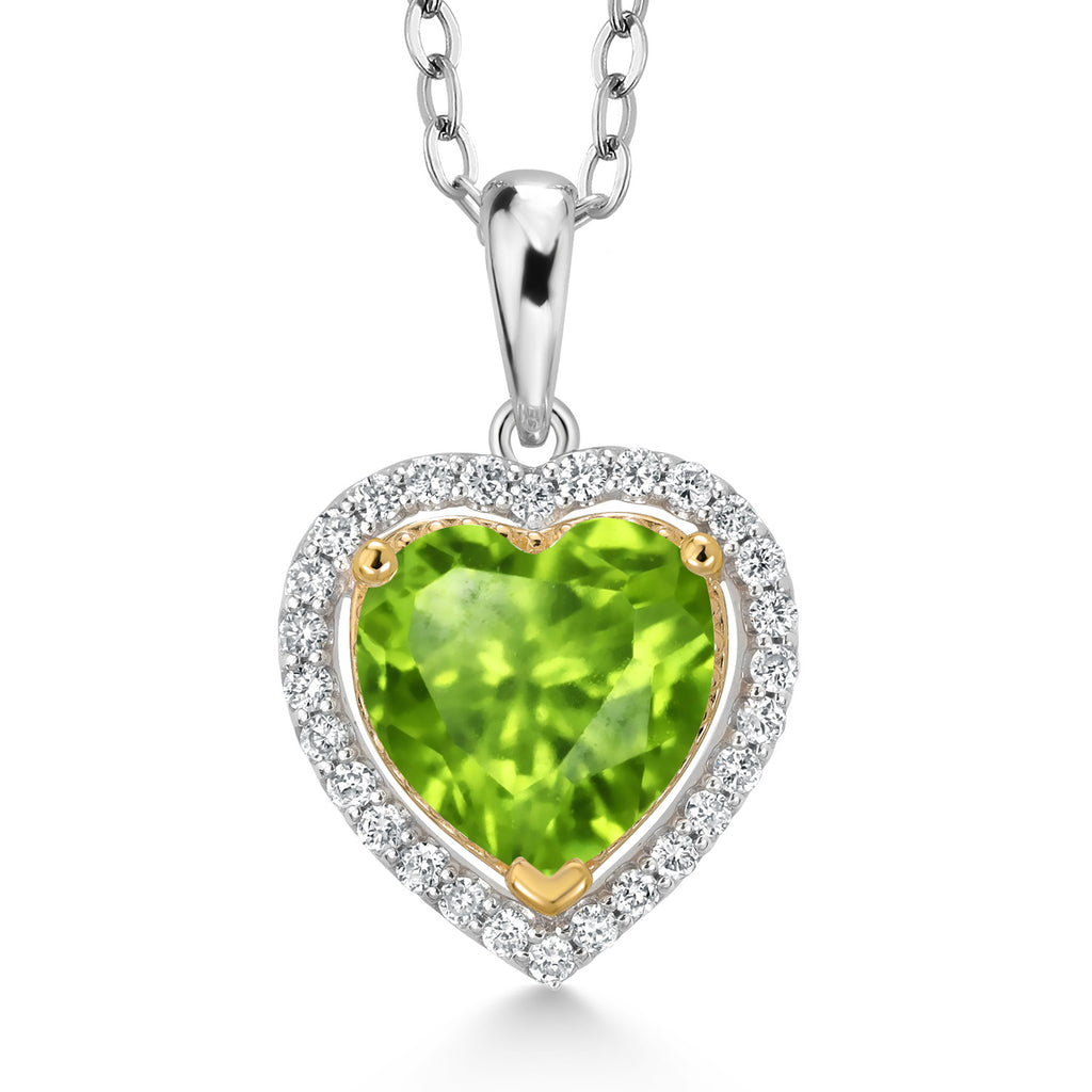 Peridot - August_Pendant in 925 Sterling Silver and 10K Yellow Gold