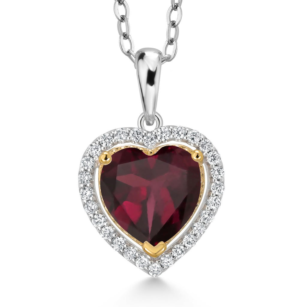 Rhodolite Garnet - January_Pendant in 925 Sterling Silver and 10K Yellow Gold