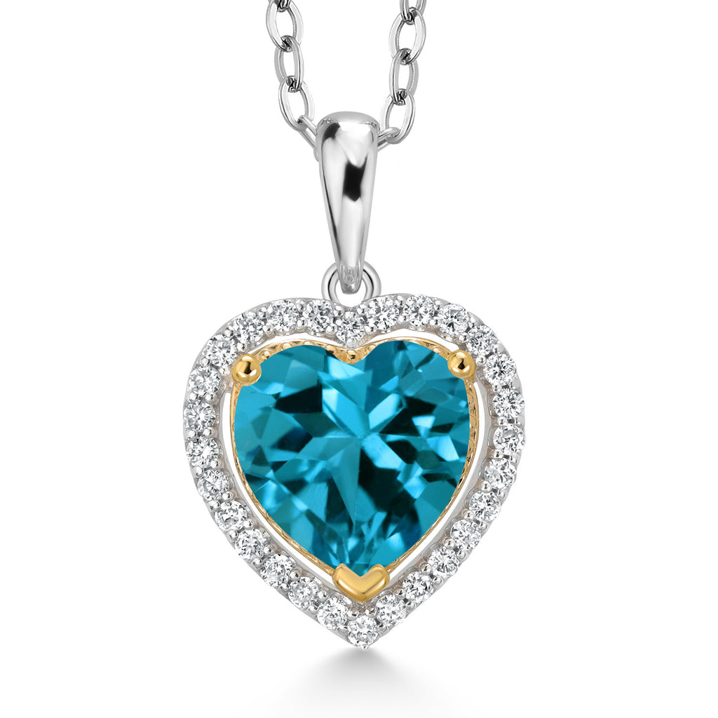 Topaz - November_Pendant in 925 Sterling Silver and 10K Yellow Gold
