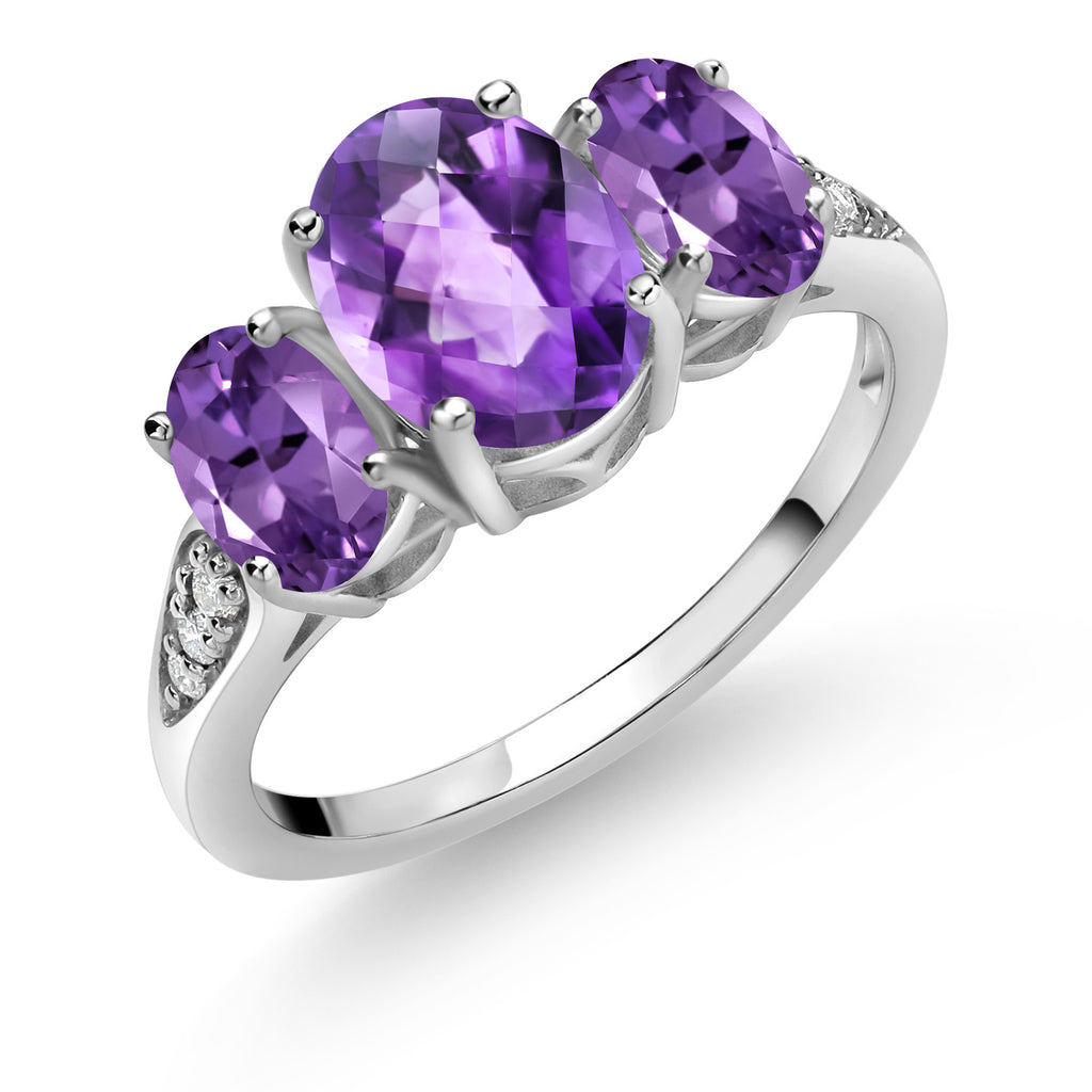 Amethyst-Checkerboard - February_6_Ring in 10K White Gold