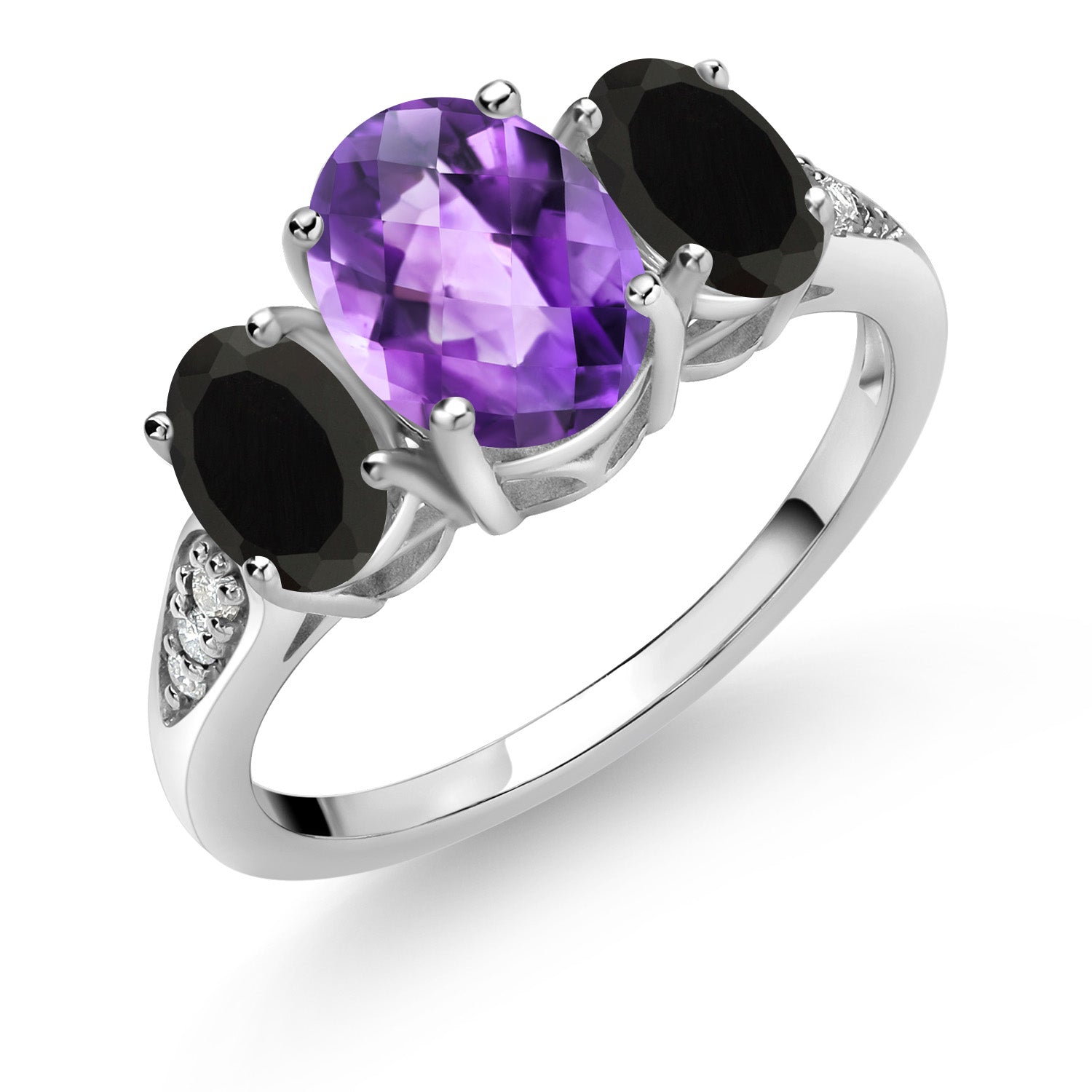 Amethyst-Checkerboard - February_6_Ring in 10K White Gold