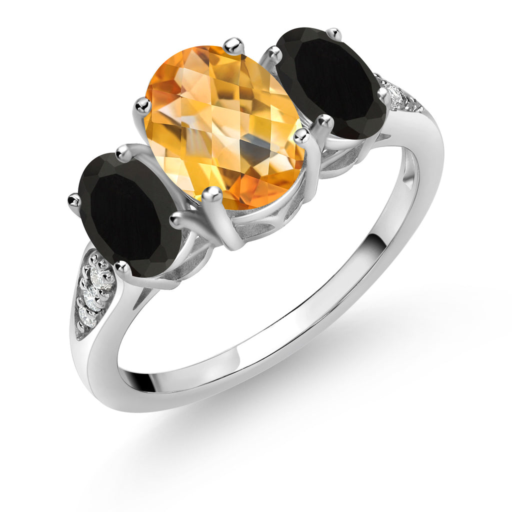 Citrine-Checkerboard - November_7_Ring in 10K White Gold