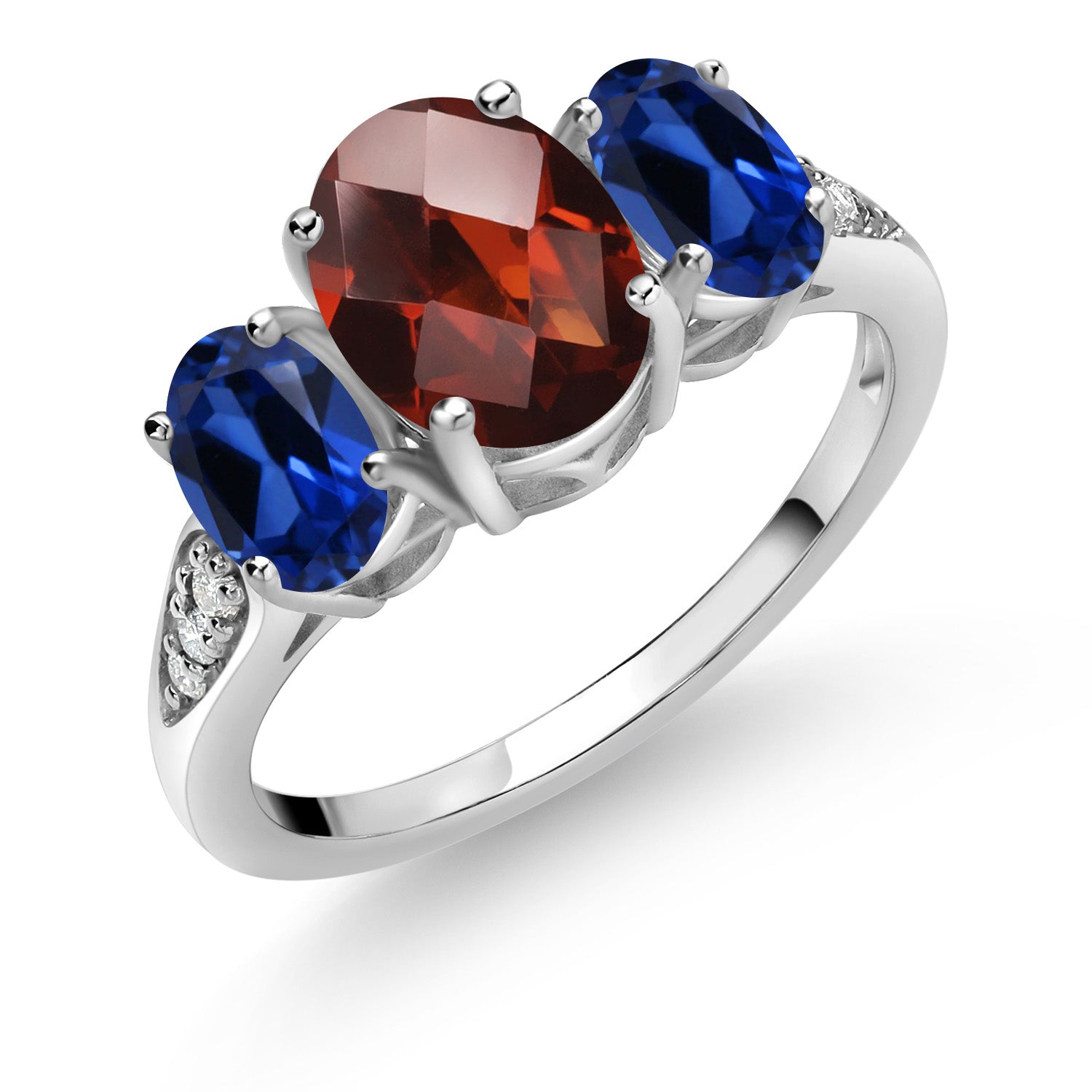 Garnet-Checkerboard - January_9_Ring in 10K White Gold