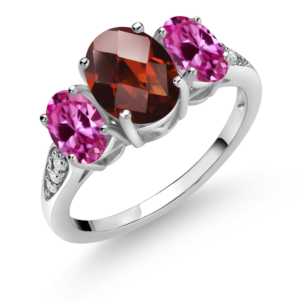 Garnet-Checkerboard - January_7_Ring in 10K White Gold
