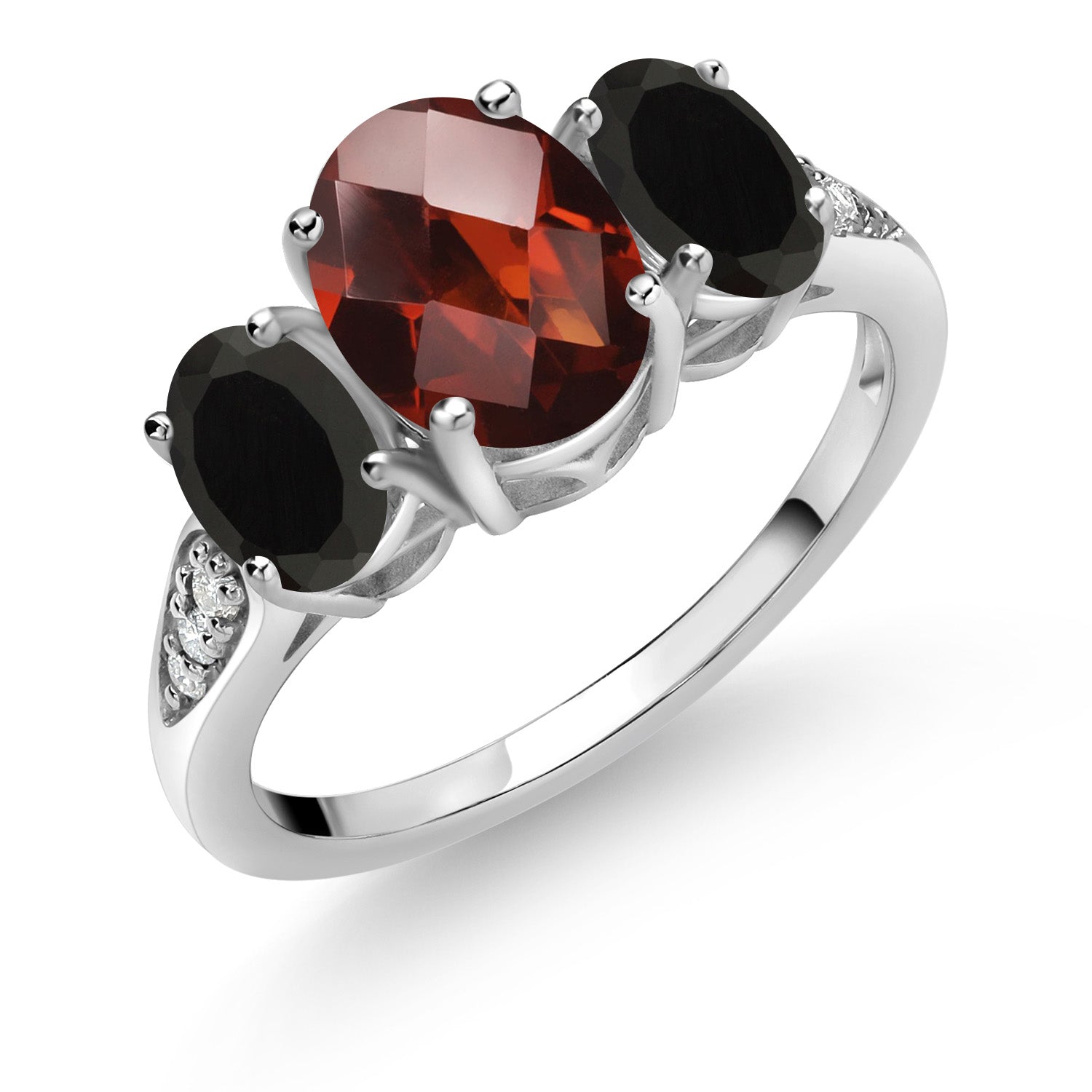 Garnet-Checkerboard - January_8_Ring in 10K White Gold