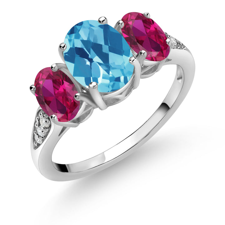 Swiss Blue Topaz-Checkerboard_5_Ring in 10K White Gold