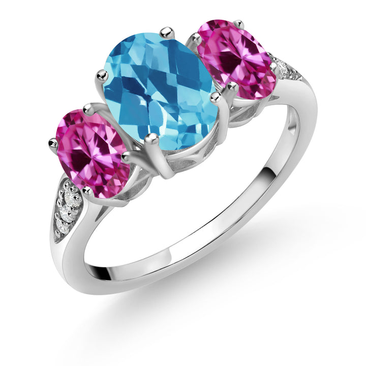 Swiss Blue Topaz-Checkerboard_5_Ring in 10K White Gold