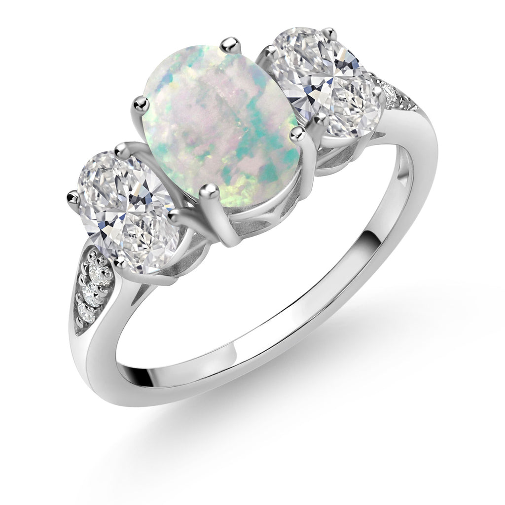 White Opal-Cabochon - October_7_Ring in 10K White Gold