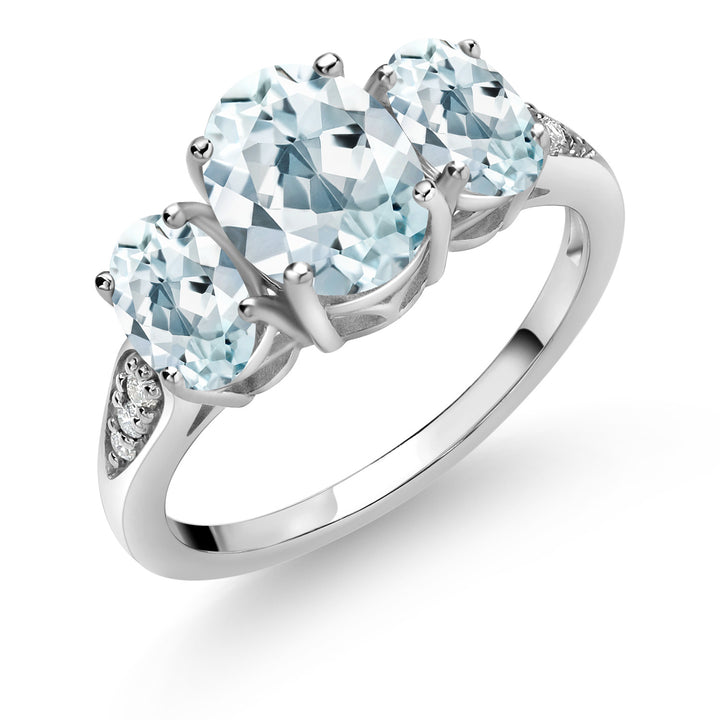 Aquamarine - March_5_Ring in 10K White Gold