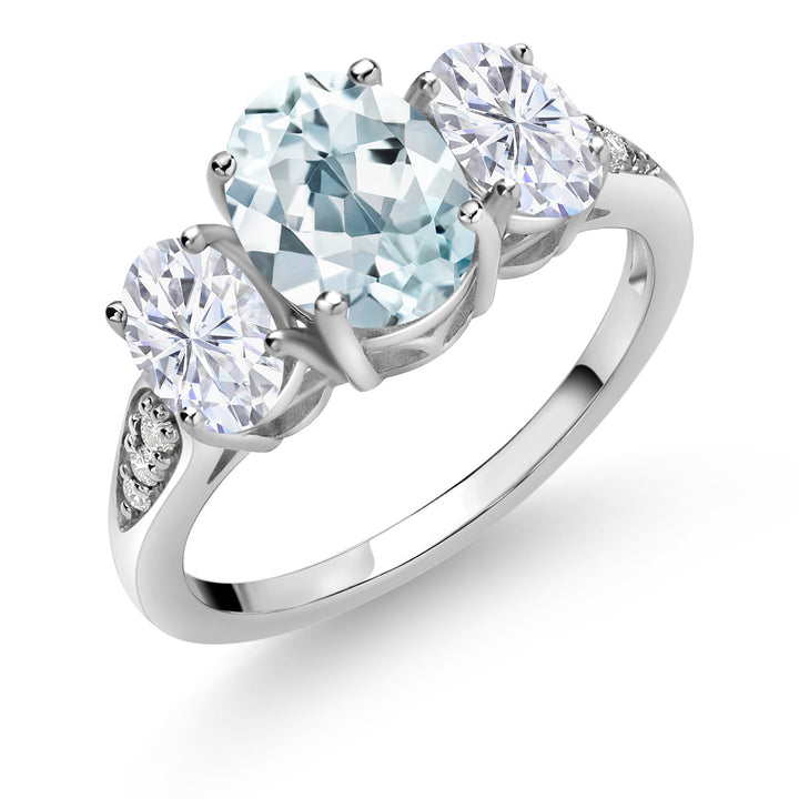 Aquamarine - March_5_Ring in 10K White Gold
