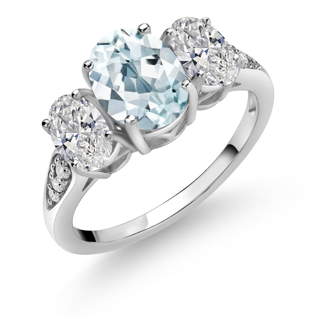 Aquamarine - March_6_Ring in 10K White Gold