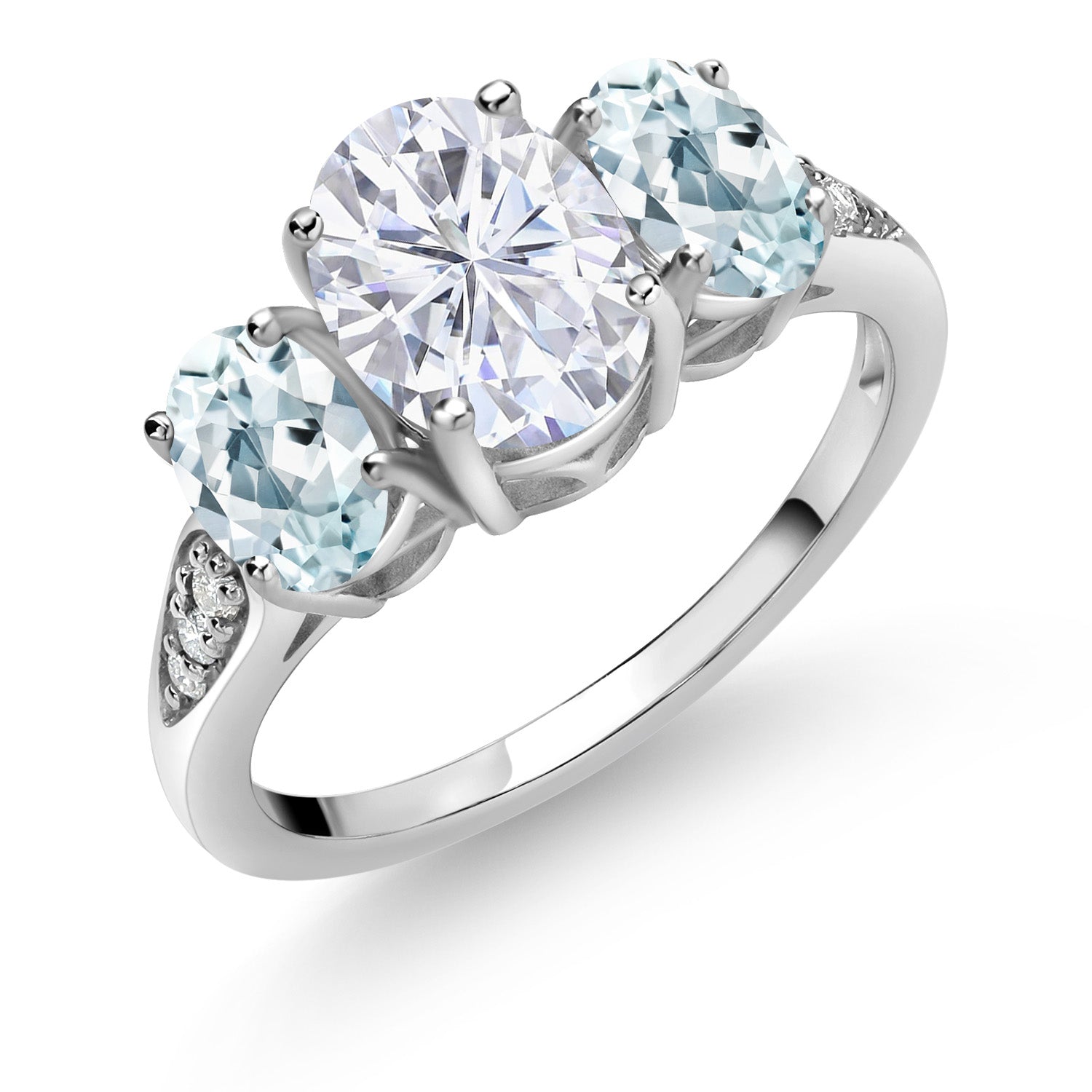 Aquamarine - March_7_Ring in 10K White Gold