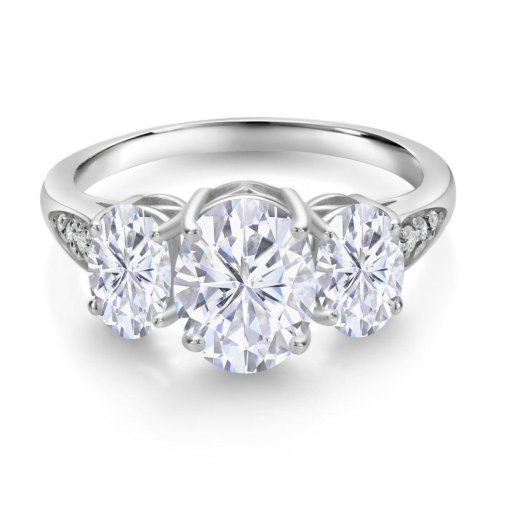 Moissanite and Lab Grown Diamond_9_Ring in 10K White Gold