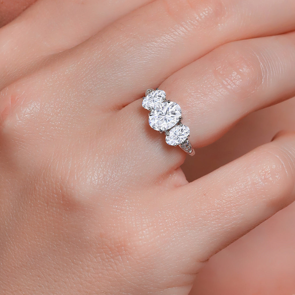 Moissanite and Lab Grown Diamond_9_Ring in 10K White Gold