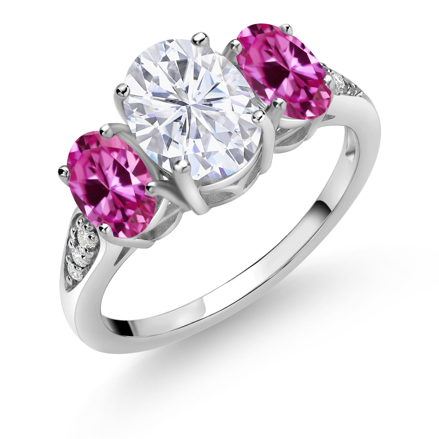 Pink Created Sapphire - September_8_Ring in 10K White Gold
