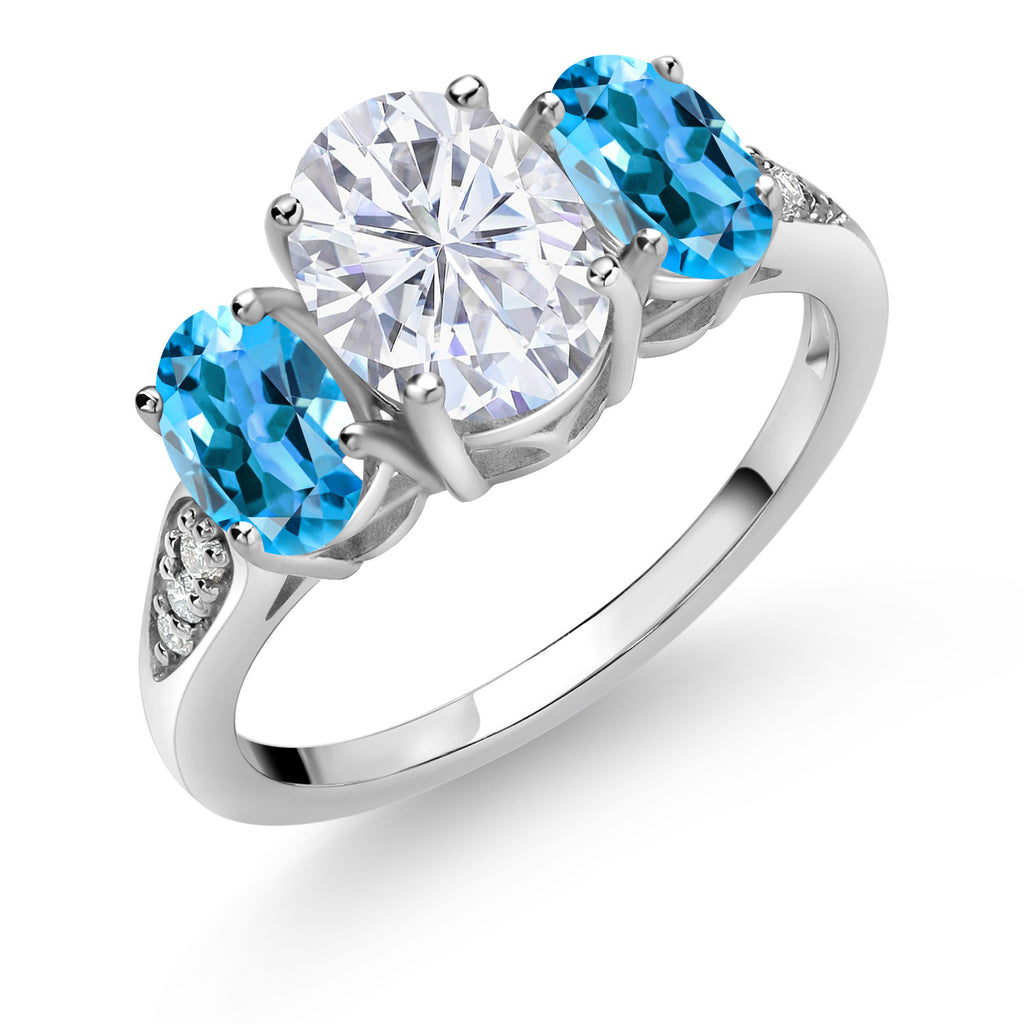 Swiss Blue Topaz - November_8_Ring in 10K White Gold