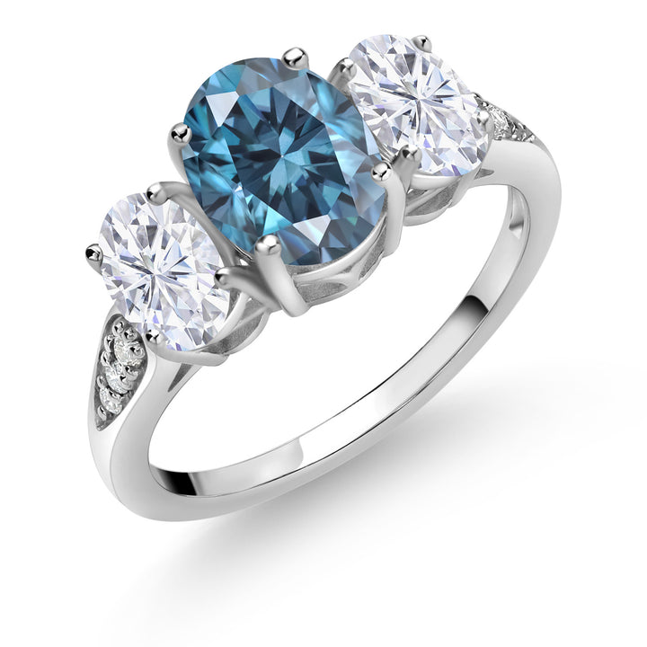 Persian Blue Moissanite - April_5_Ring in 10K White Gold