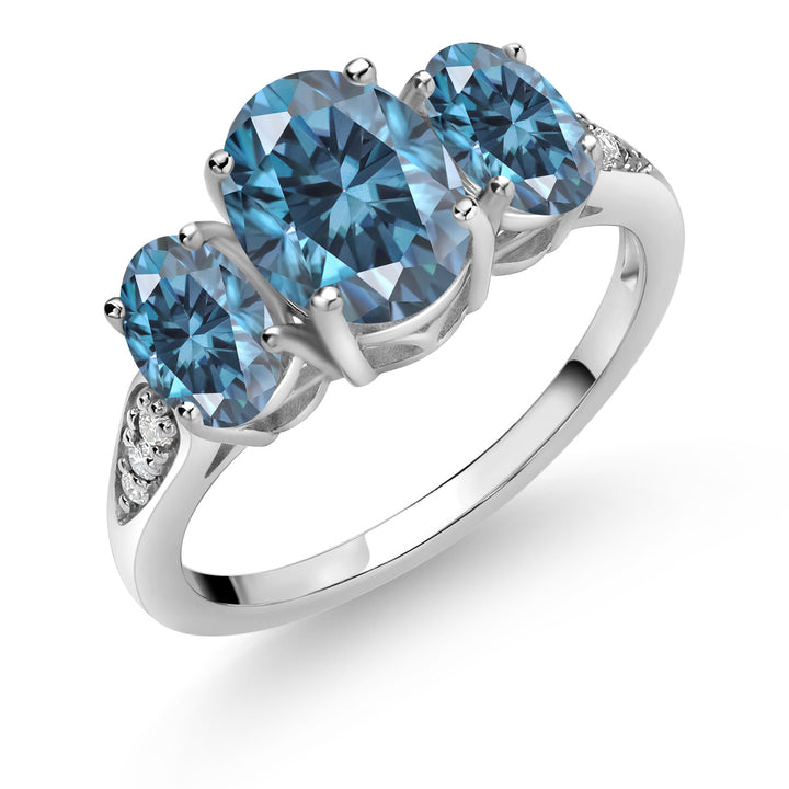 Persian Blue Moissanite - April_5_Ring in 10K White Gold
