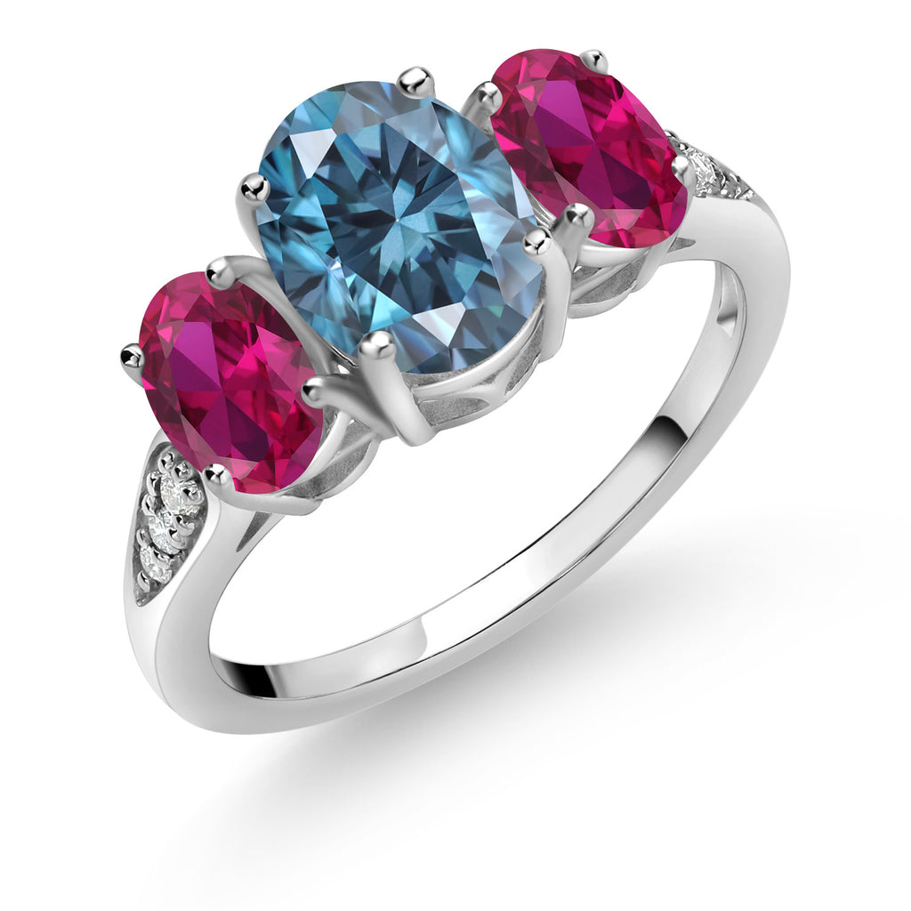 Persian Blue Moissanite - April_7_Ring in 10K White Gold