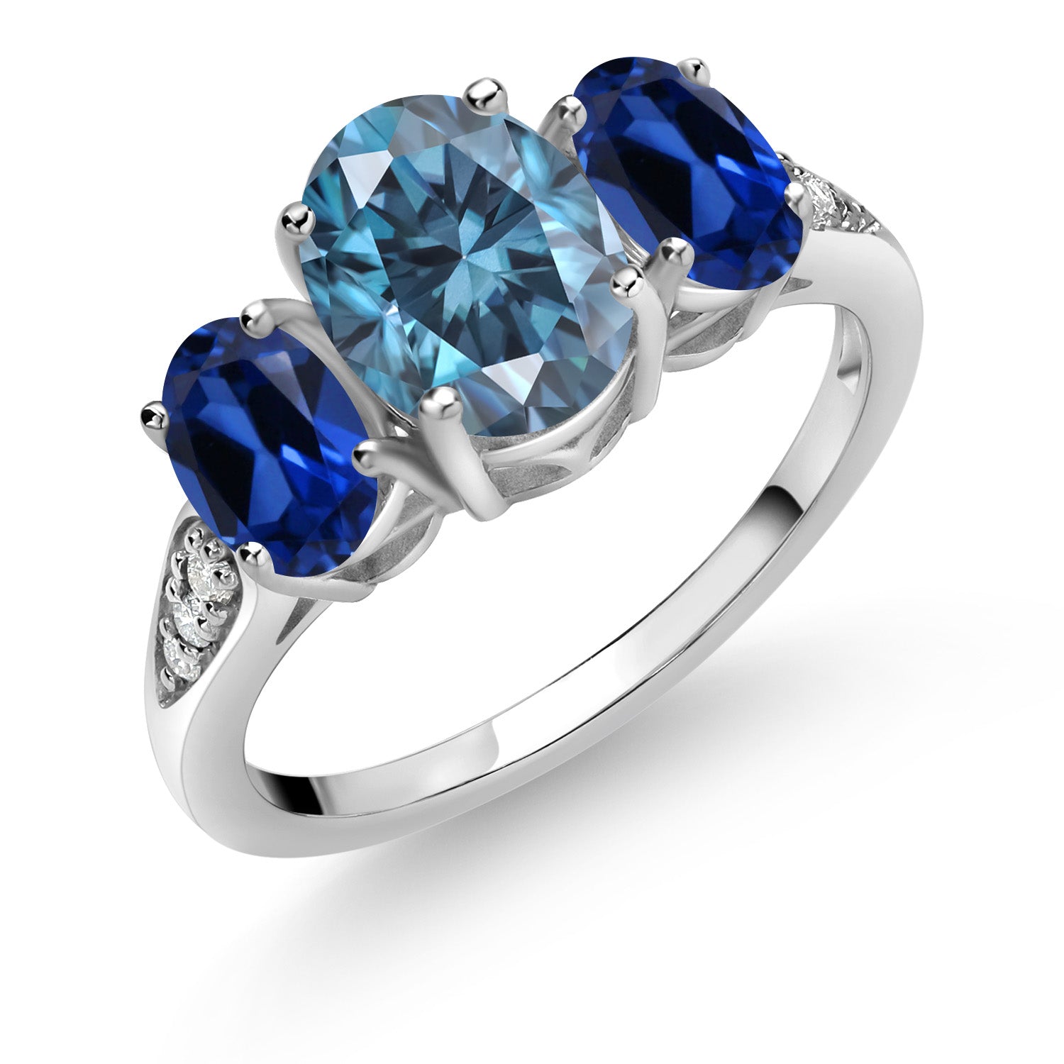 Persian Blue Moissanite - April_7_Ring in 10K White Gold