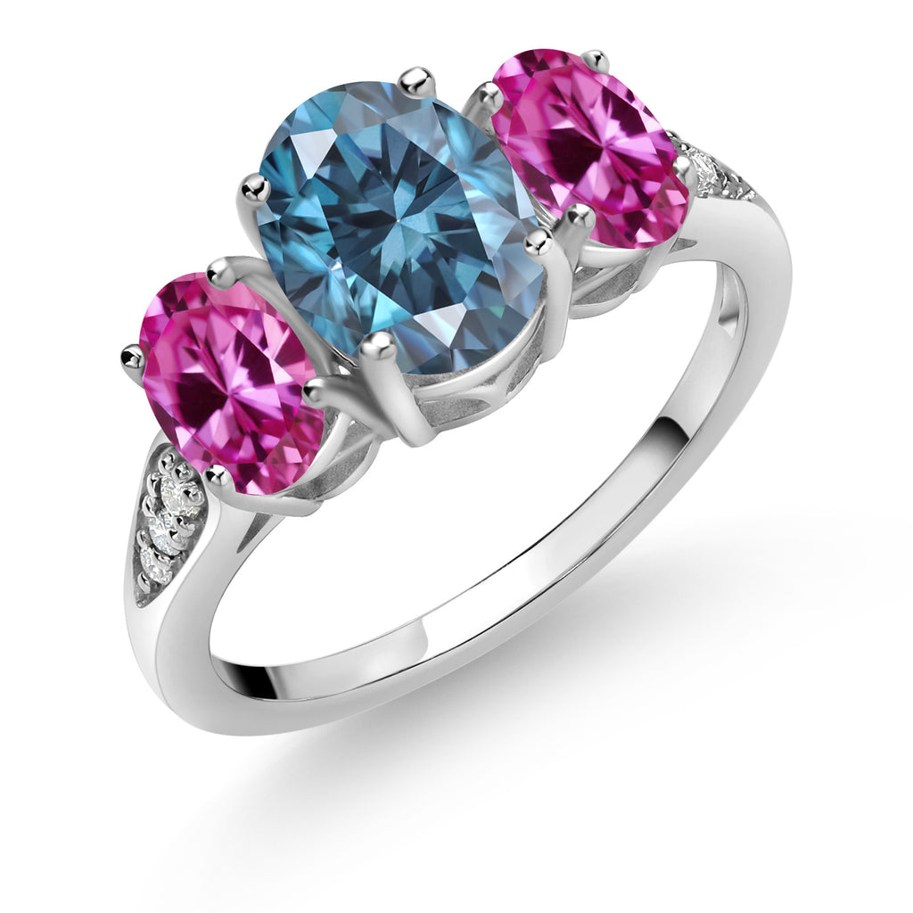 Persian Blue Moissanite - April_9_Ring in 10K White Gold